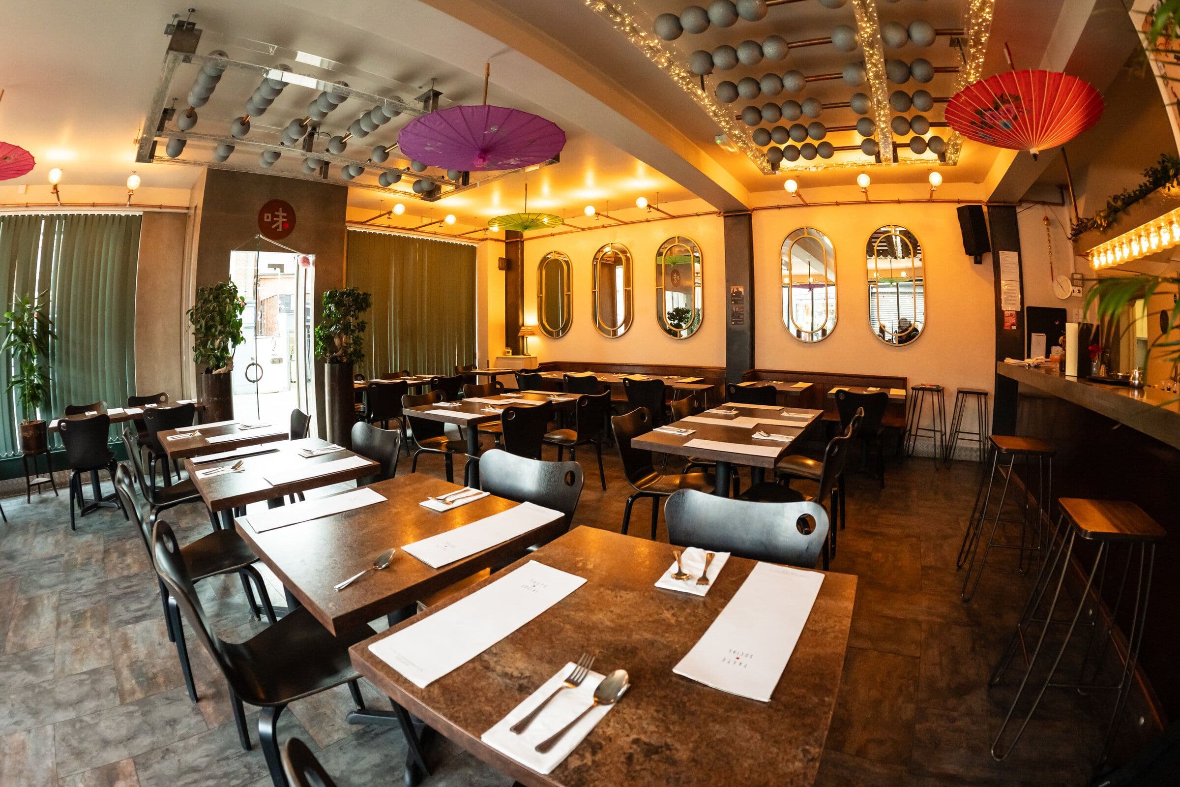 The Taste Social dining room, set for a private event